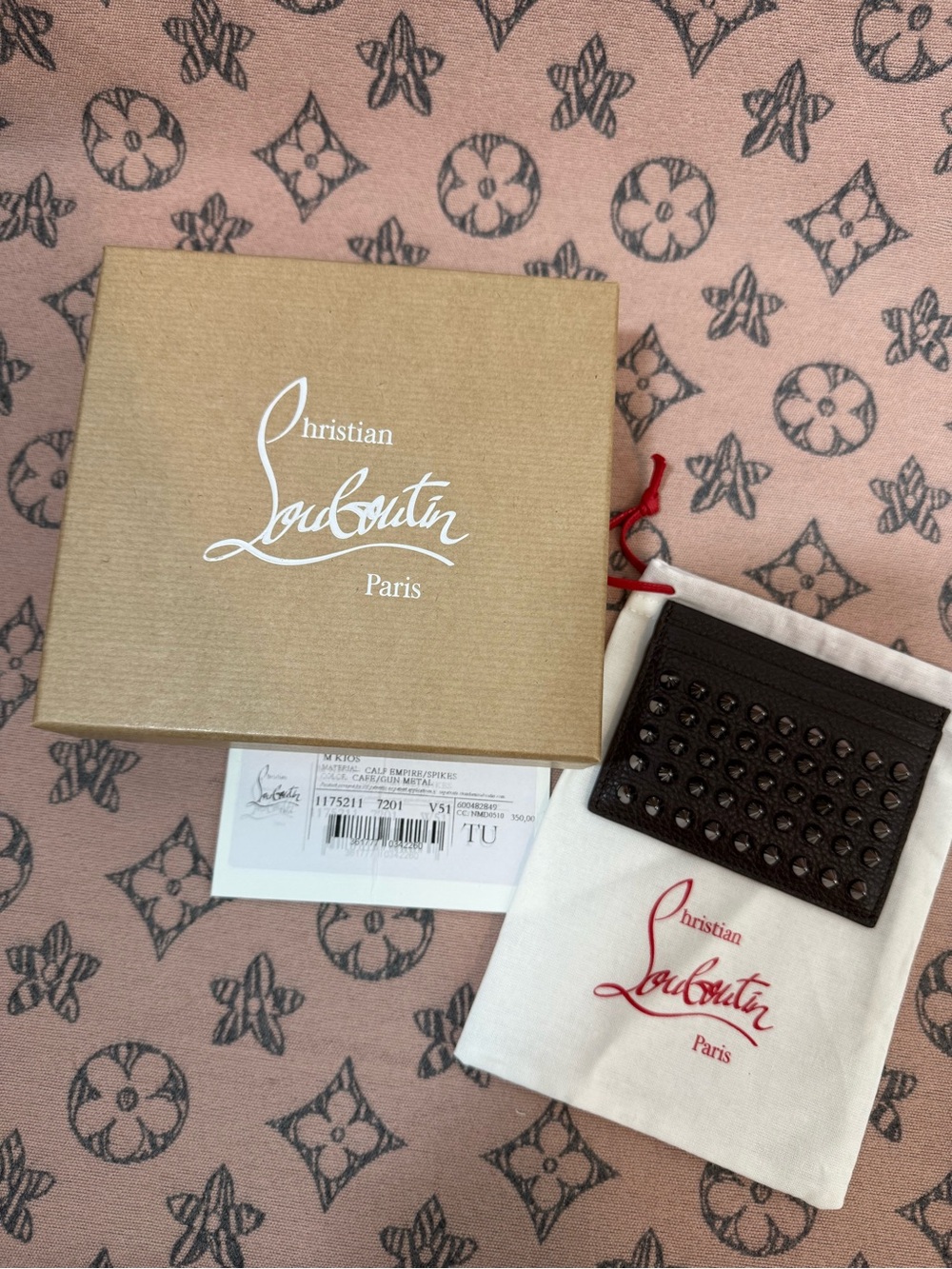 Christian Louboutin Black Studded Unisex Leather Card Holder